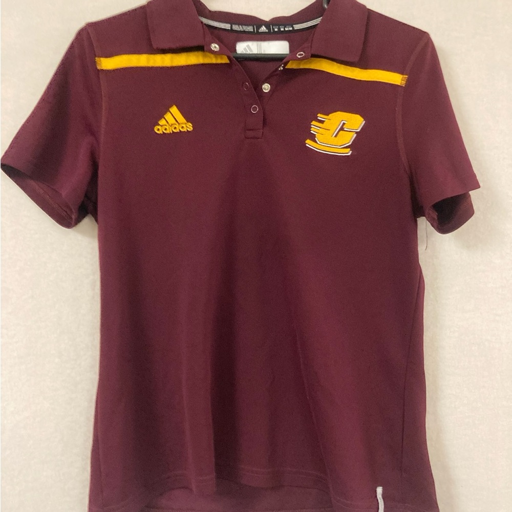 Central Michigan Chippewas Adidas Golf Polo Size M Women’s Maroon Fire Up Chips - Picture 1 of 9